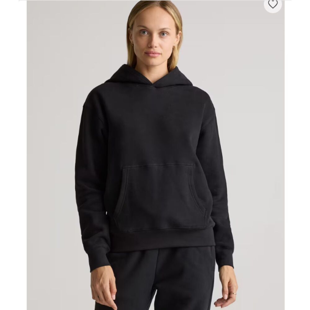 Quince Organic Heavyweight Fleece Hoodie Black Size M NWT